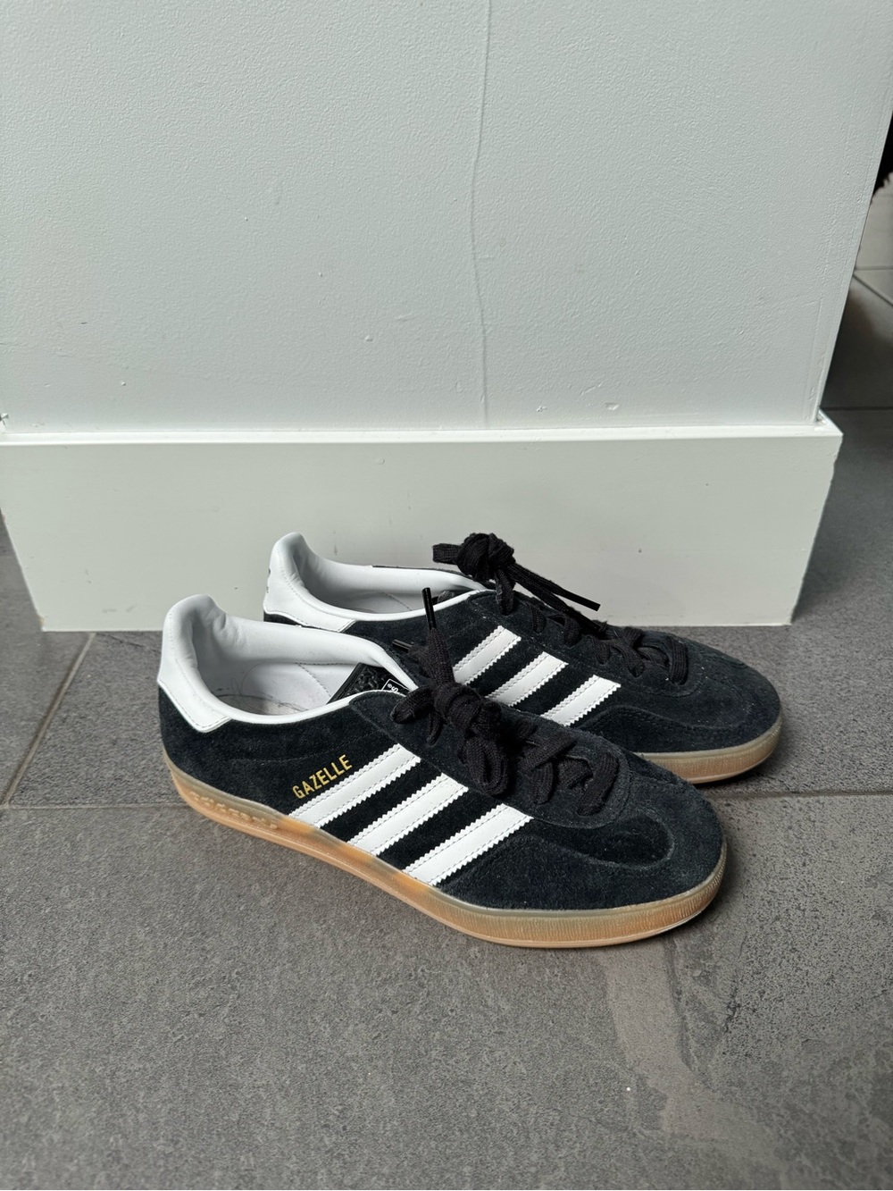 adidas Originals Gazelle Black Suede Sneakers with White Stripes